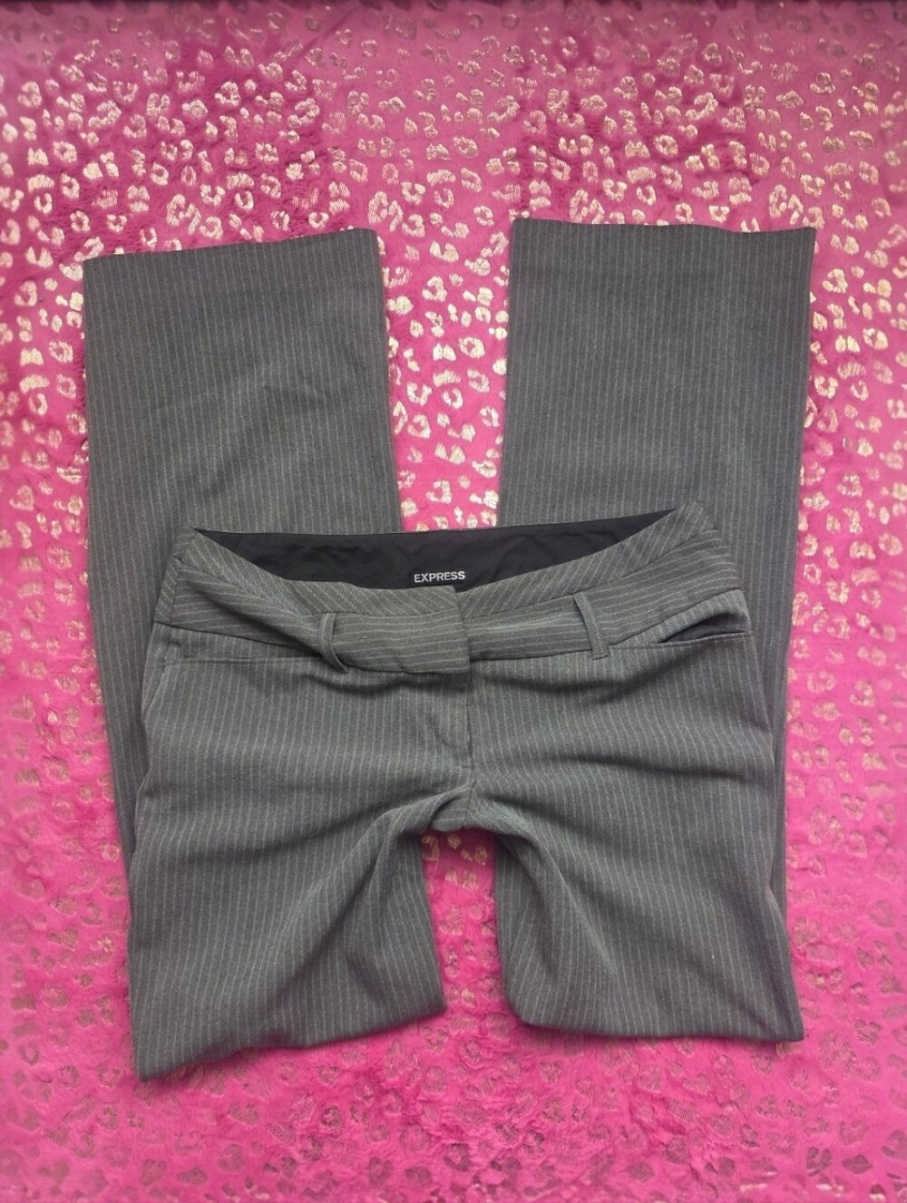 Express 2000s office siren Grey pinstripe flare pants Size 8R